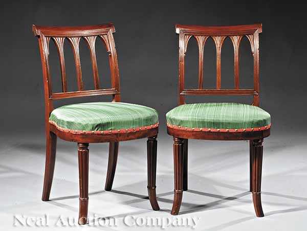 Appraisal: A Pair of American Gothic Carved Mahogany Side Chairs c