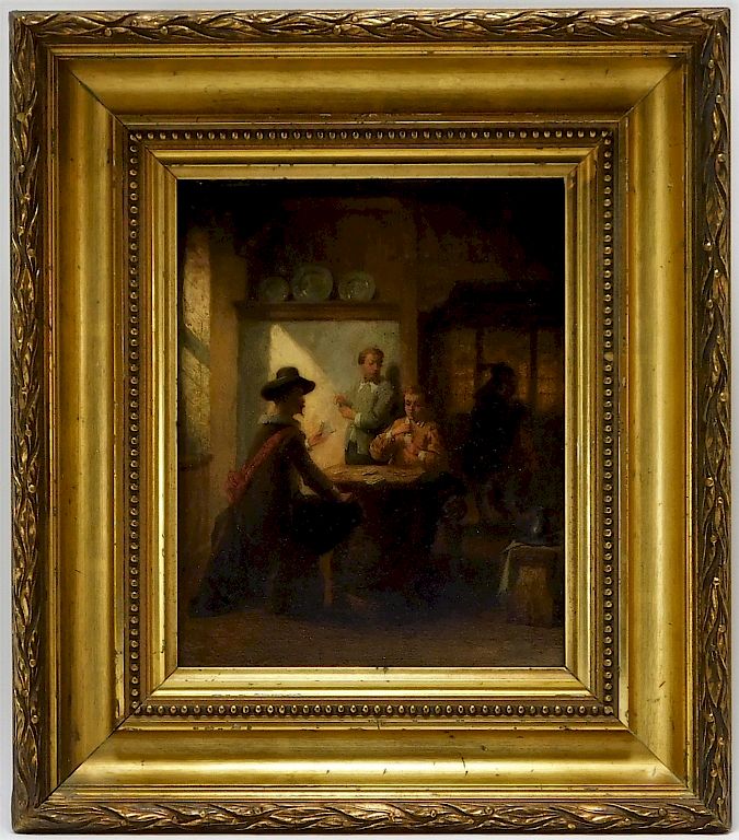 Appraisal: C Dutch Genre Card Players Tavern O B Painting Netherlands