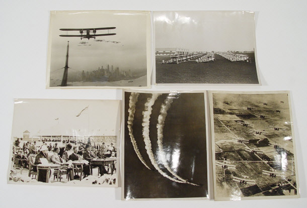 Appraisal: Five black and white aero nautical press photos including the