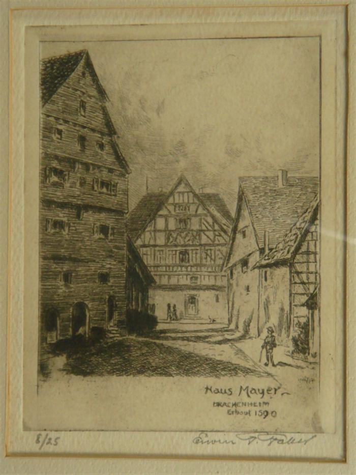 Appraisal: b w etchings Erwin F Faber Fl - Haus Mayer