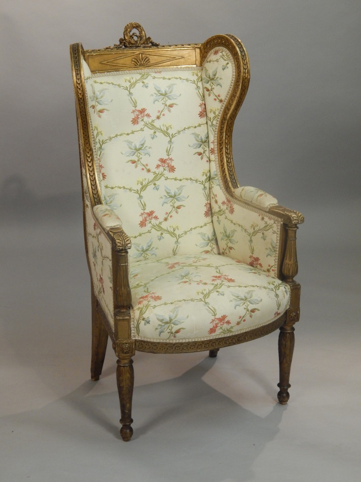 Appraisal: A late thC early thC French gilt gesso wingback chair