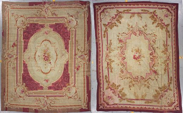 Appraisal: Two similar th century Aubusson carpets size approximately ft in