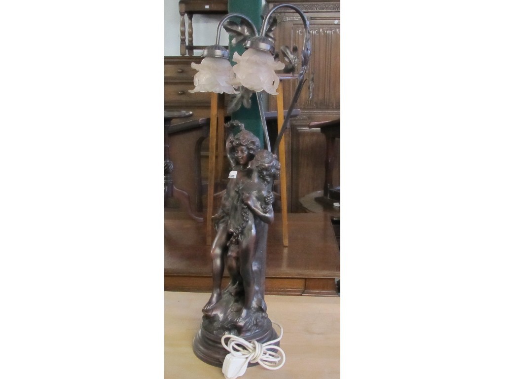 Appraisal: Figural table lamp with shades