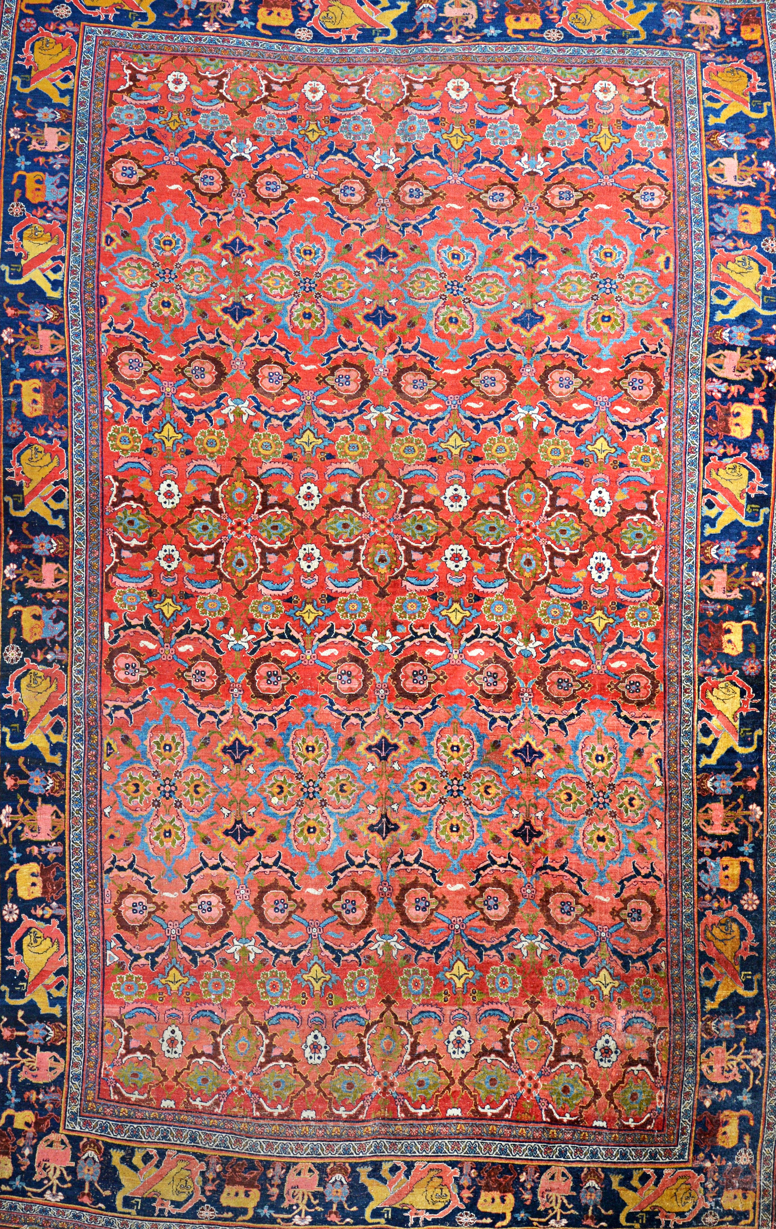 Appraisal: A Bidjar carpet Persian the madder field with rows of