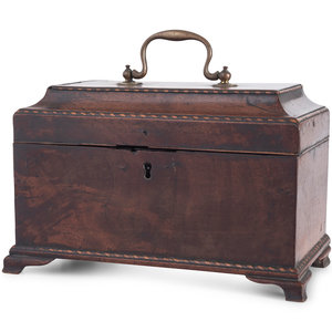 Appraisal: A George III Barberpole Inlaid Walnut Tea Caddy th Century