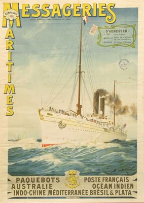 Appraisal: Messageries Maritimes' a lithographic poster by Abel Brun published by