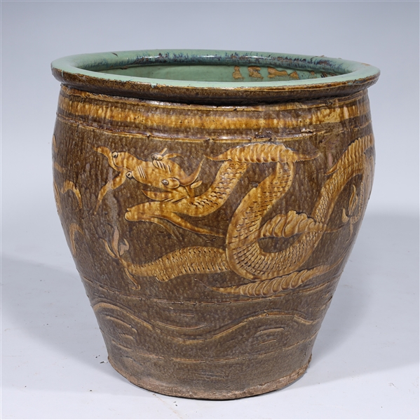 Appraisal: Chinese ceramic dragon jar some wear some chips some glaze