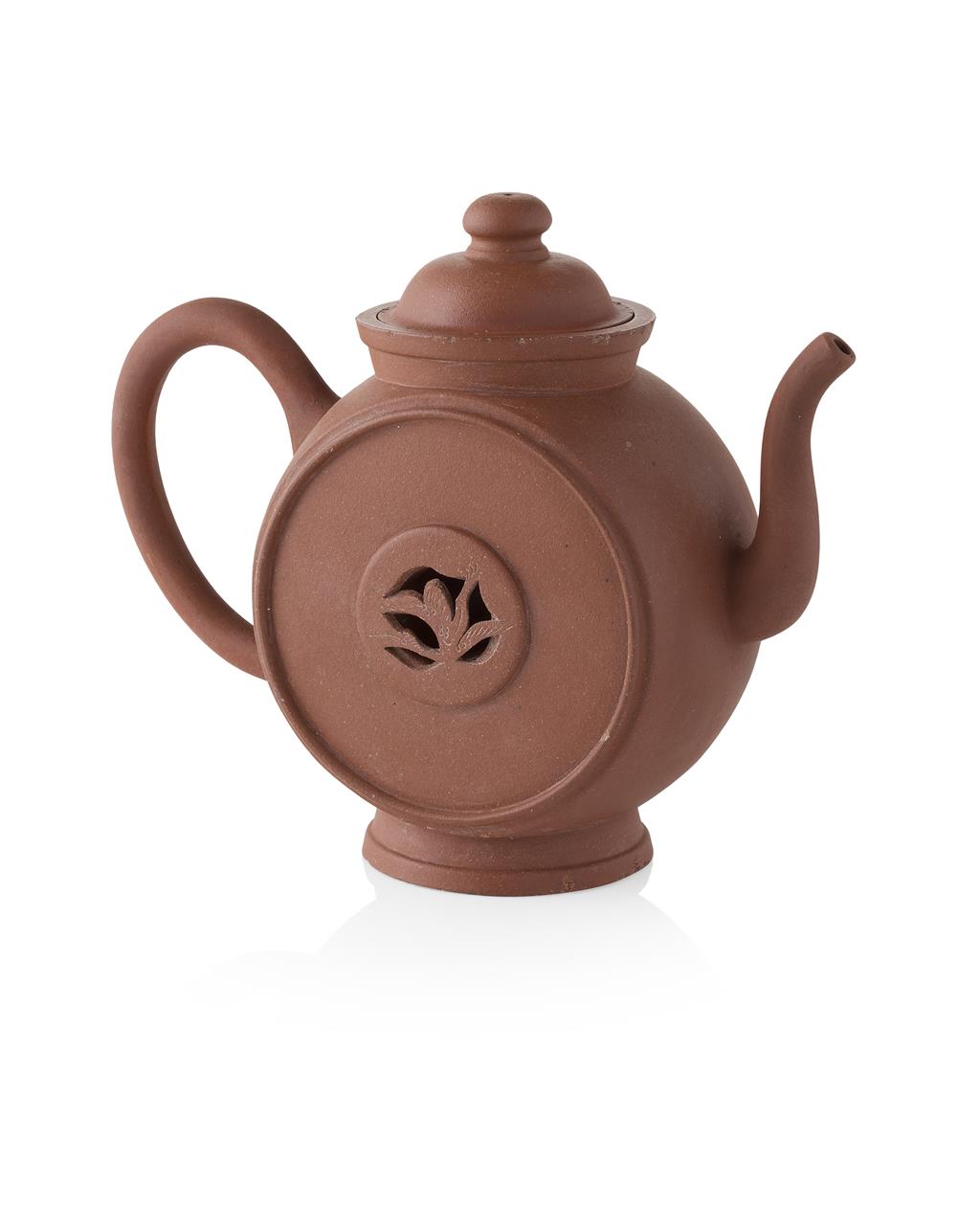 Appraisal: PIERCED YIXING TEAPOT KANGXI PERIOD of globular form the flattened