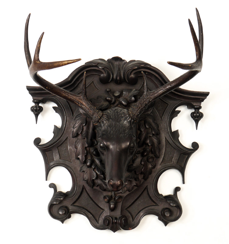 Appraisal: BLACK FOREST CARVED DEER WALL PLAQUE Late th to early