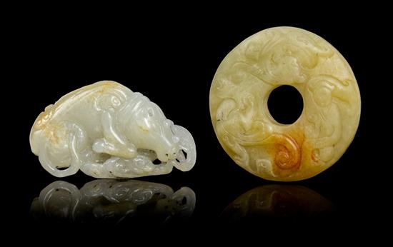 Appraisal: Sale Lot Two Carved Jade Articles comprising a pale celadon