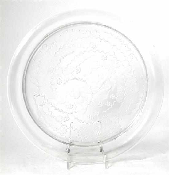 Appraisal: Lalique Beliers pattern tray round tray with flared rim etched