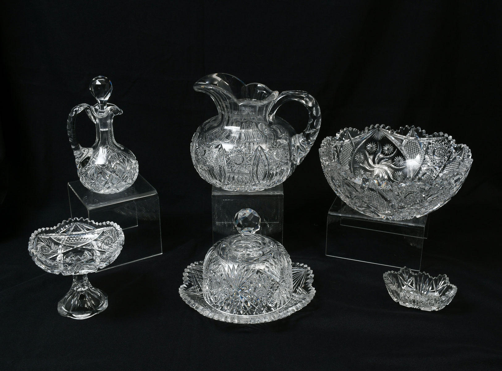 Appraisal: PC AMERICAN BRILLIANT CUT CRYSTAL COLLECTION Comprising - Bowl -