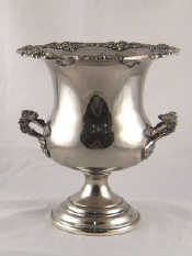 Appraisal: A silver plated two handled campana shaped wine cooler ht