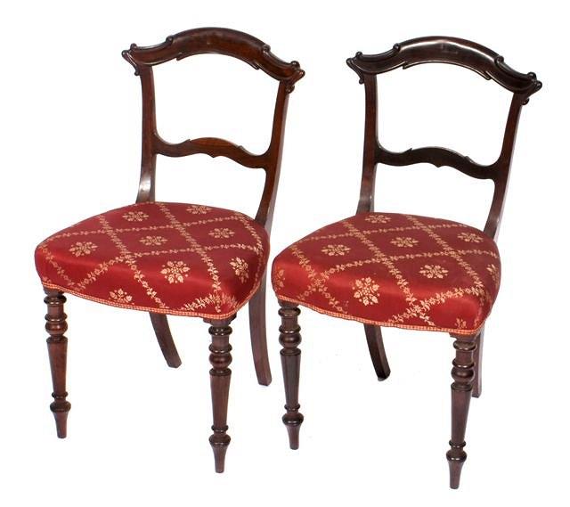 Appraisal: A set of five Victorian rosewood dining chairs with overstuffed