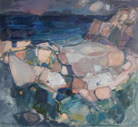 Appraisal: SHEILA MACNAB MACMILLAN SCOTTISH B HEBRIDEAN COAST Signed oil on