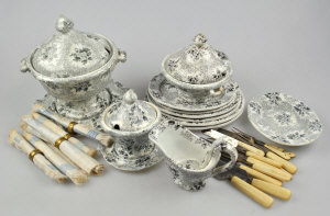 Appraisal: An extensive Victorian Staffordshire transfer decorated doll's dinner service including