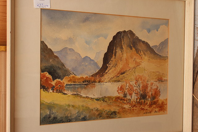 Appraisal: A CHARLES WISSANT MOUNTAIN LAKE SCENE signed watercolour cm x