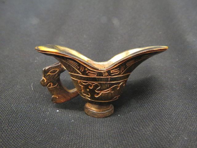 Appraisal: Chinese Carved Horn Libation Cup x