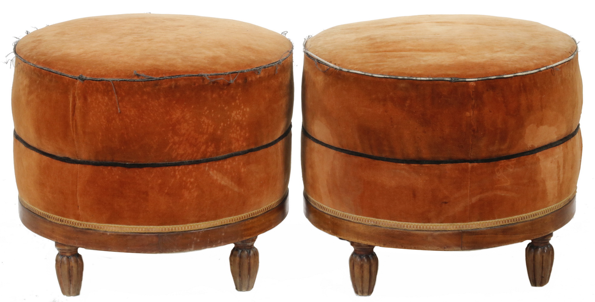 Appraisal: PR OF FRENCH DECO OTTOMANS Pair of vintage French deco