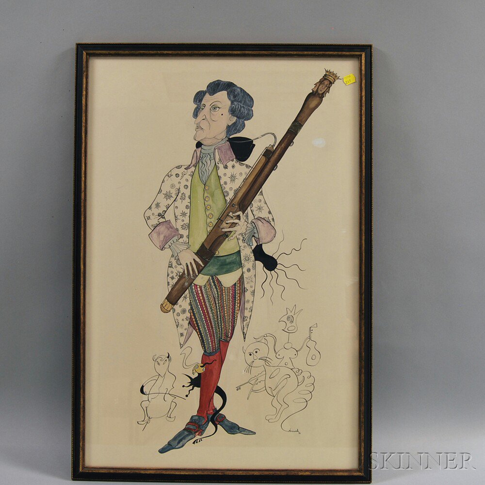 Appraisal: Attributed to Clinton Arrowood American - Caricature of a Bassoonist