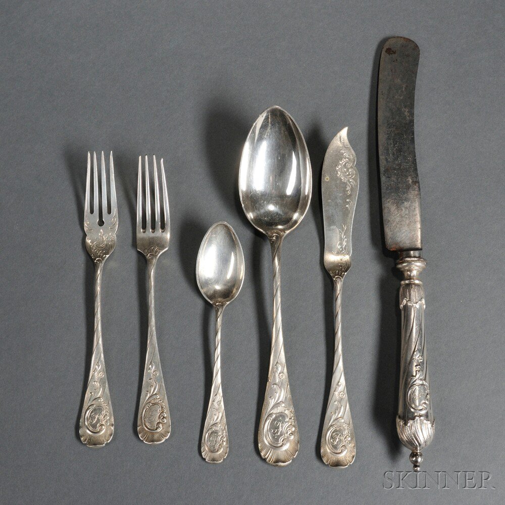 Appraisal: German Silver Flatware Service late th early th century Wilkens