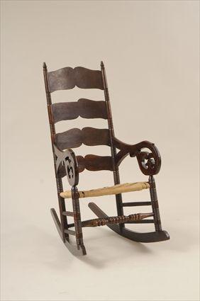 Appraisal: Ladder-Back Rocking Chair with Splint Seat x x in