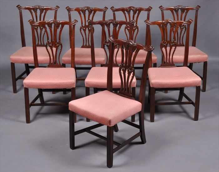 Appraisal: SET OF EIGHT GEORGE III-STYLE MAHOGANY DINING CHAIRS Each shaped