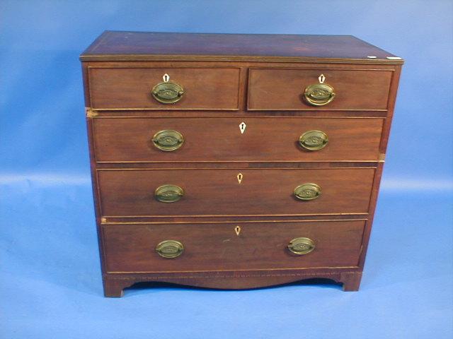 Appraisal: A George III mahogany chest of two short and three