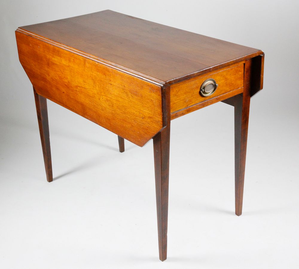 Appraisal: New England Hepplewhite Cherry One Drawer Pembroke Table New England