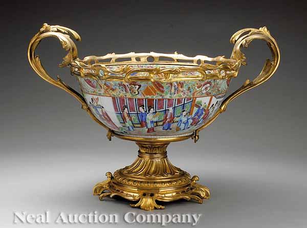 Appraisal: A Gilt Bronze-Mounted Canton Famille Rose Porcelain Bowl th c