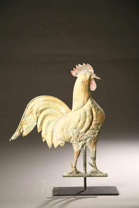 Appraisal: WEATHERVANE American nd half- th century copper Full-bodied rooster with