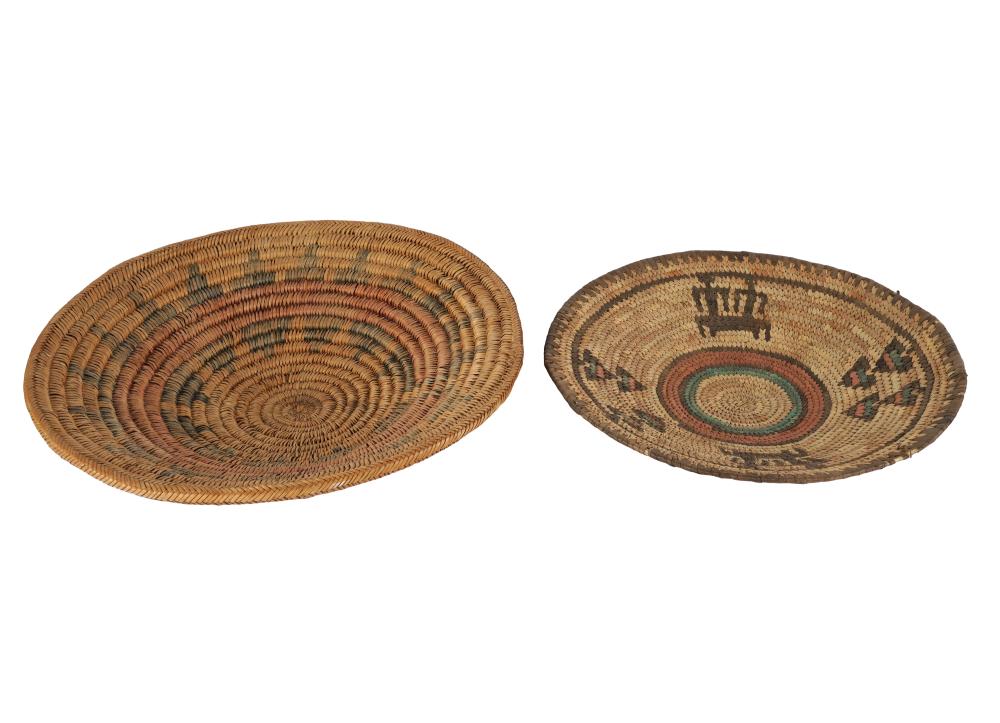 Appraisal: TWO NATIVE AMERICAN BASKETSthe first large coiled wedding basket with