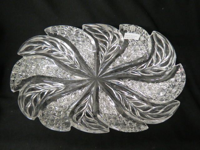 Appraisal: Superb Cut Glass Serving Dish blown-out leaf Russian style design