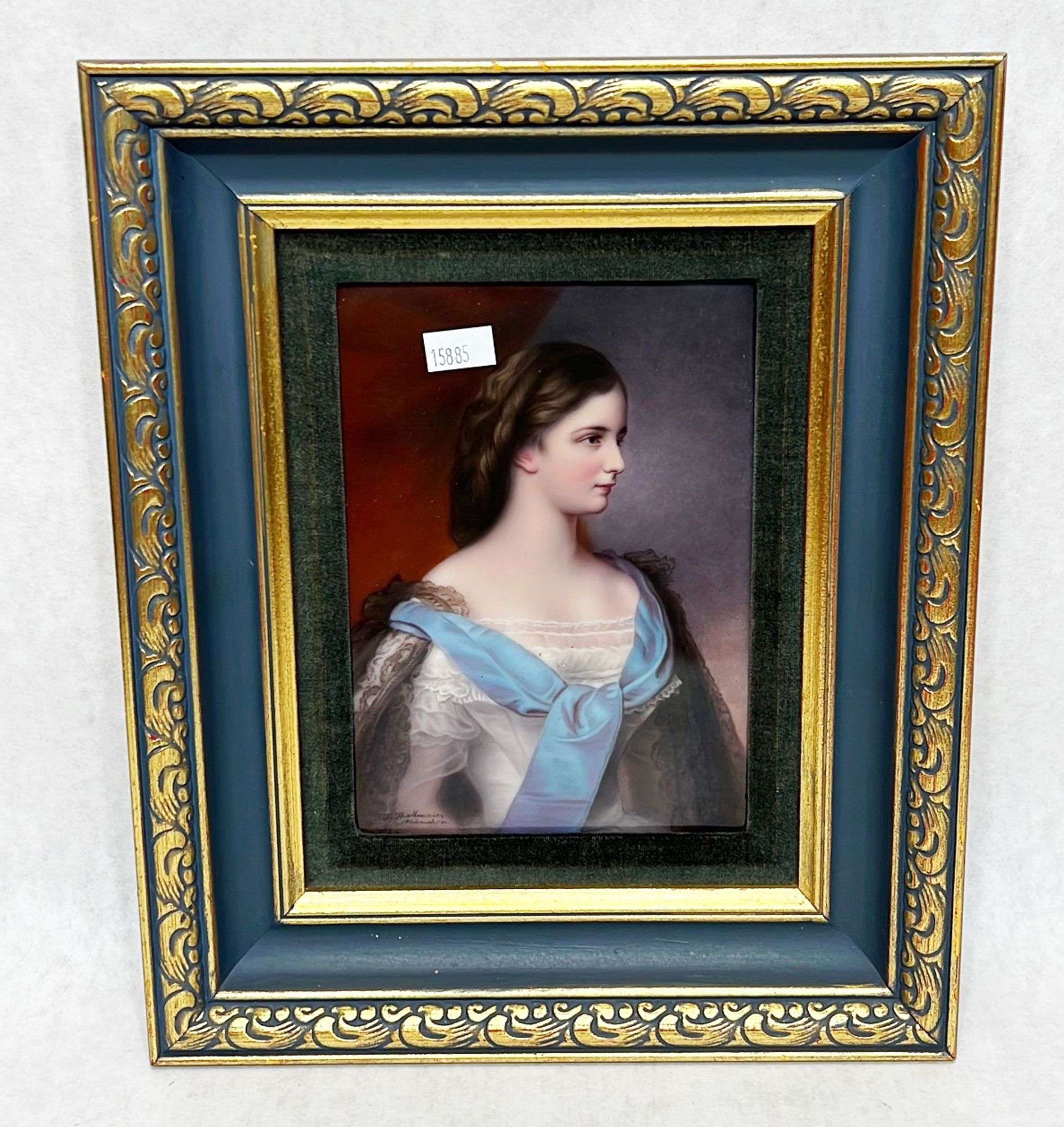 Appraisal: Empress Elisabeth painted porcelain portrait plaqueLate th or early thC