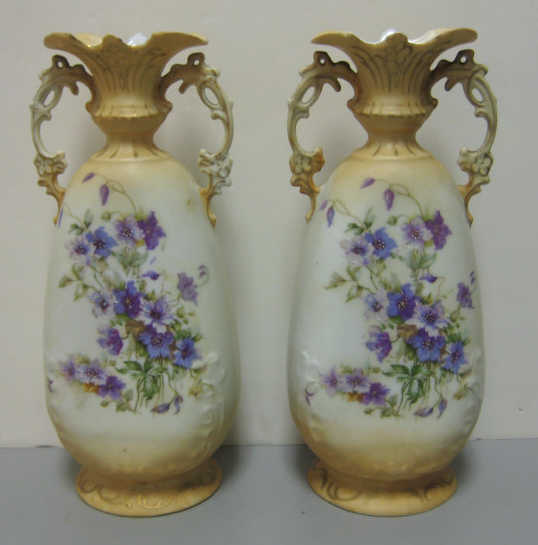 Appraisal: VICTORIA PORCELAIN FACTORY ALTROHLAU Pair of Bohemian Carlsbad porcelain vases