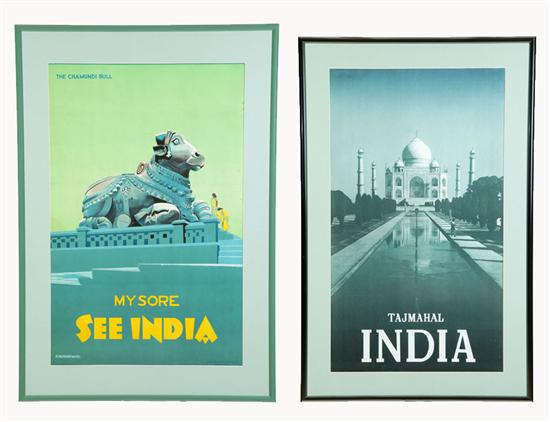 Appraisal: TWO INDIAN TRAVEL POSTERS Lithograph nd quarter- th century ''Mysore