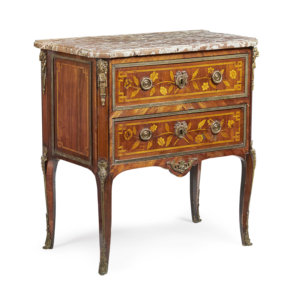 Appraisal: LOUIS XV KINGWOOD AND AMARANTH MARQUETRY COMMODE TH CENTURY the