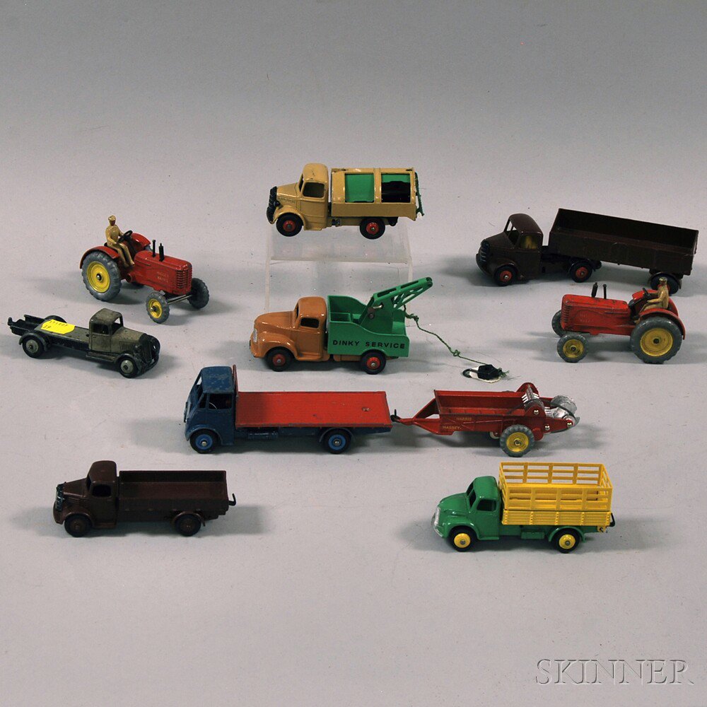 Appraisal: Nine Meccano Dinky Die-cast Metal Toy Trucks and Tractors including