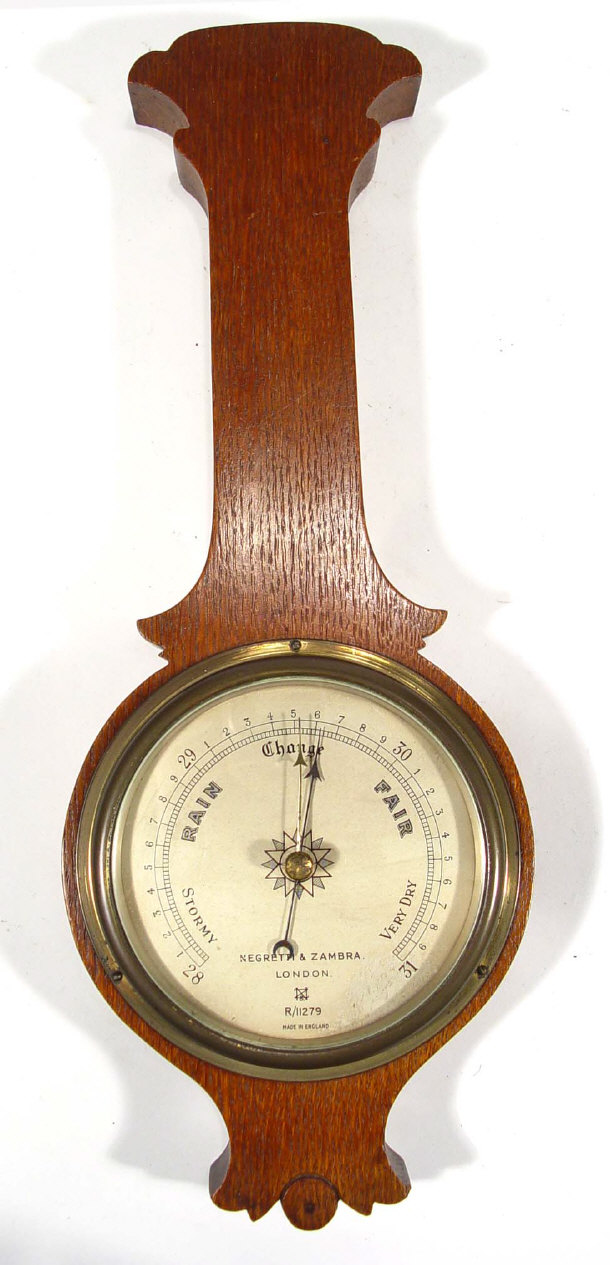 Appraisal: Negretti and Zambra oak cased barometer cm high