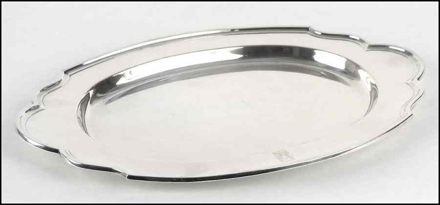 Appraisal: WHITING STERLING SILVER TRAY Scalloped edge tray bears an Art