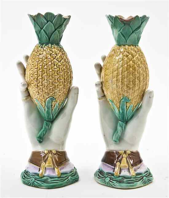 Appraisal: A Pair of Majolica Vases each in the form of