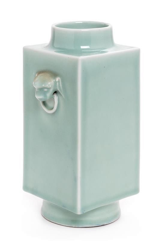 Appraisal: A Celadon Glazed Porcelain Cong Vase Height inches A Celadon