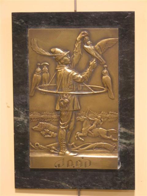 Appraisal: BRONZE RELIEF PLAQUE 'JAGD' Stamped for K arl Perl Aust