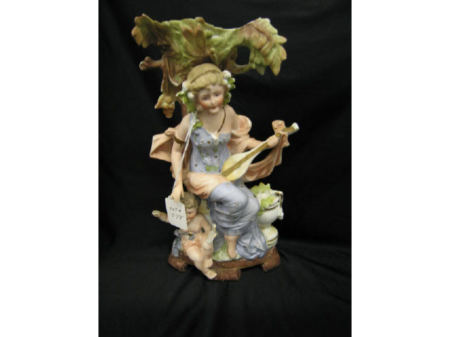 Appraisal: Victorian Figural Bisque Vase with maiden cherub decor