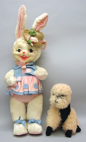 Appraisal: Pair of 's animals MIB Rushton female rabbit Plush body