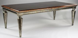 Appraisal: Silver gilt faux burlwood dining table w leaves Contemporary dining