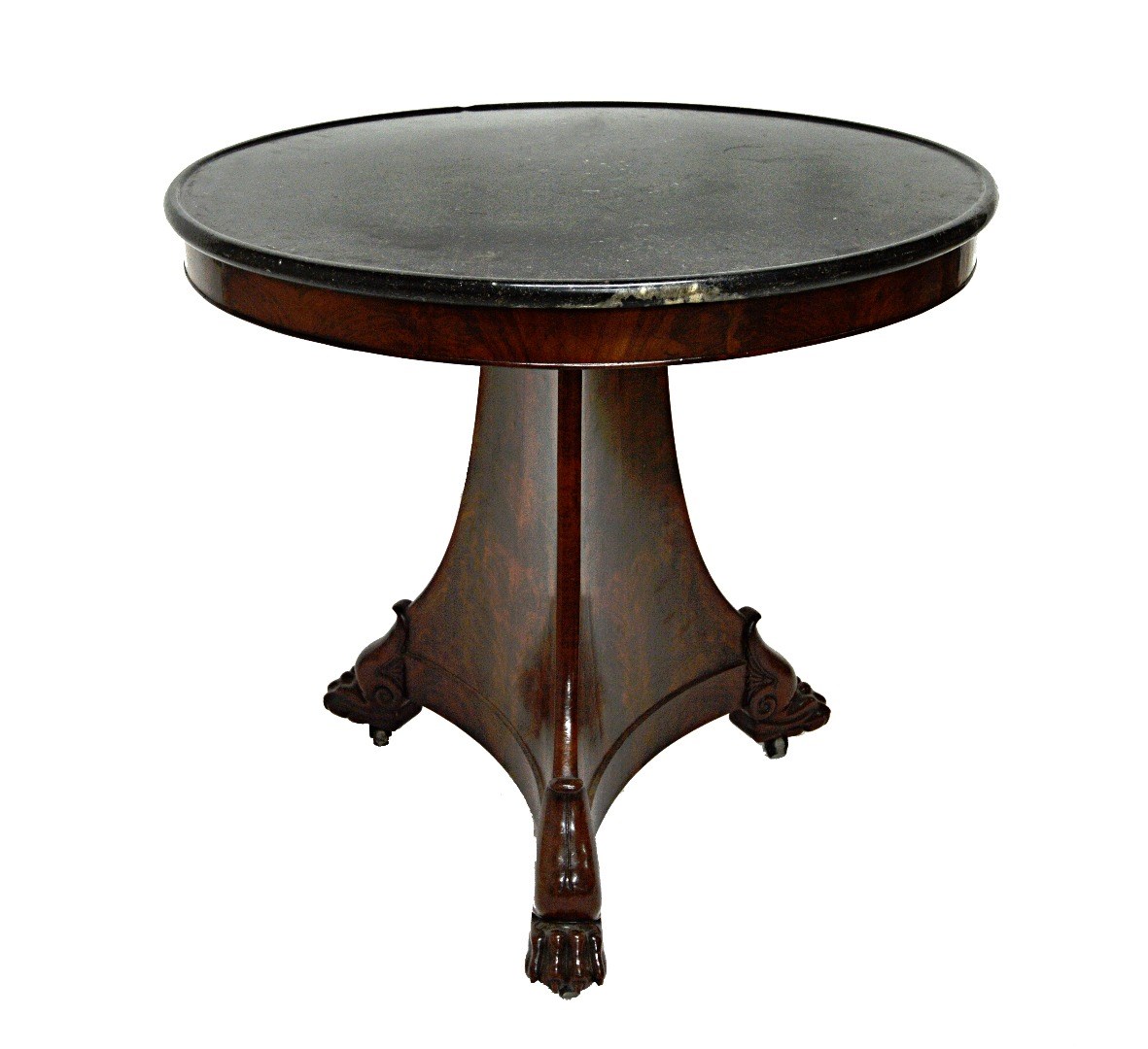 Appraisal: A French Empire gueridon the circular dished marble top on