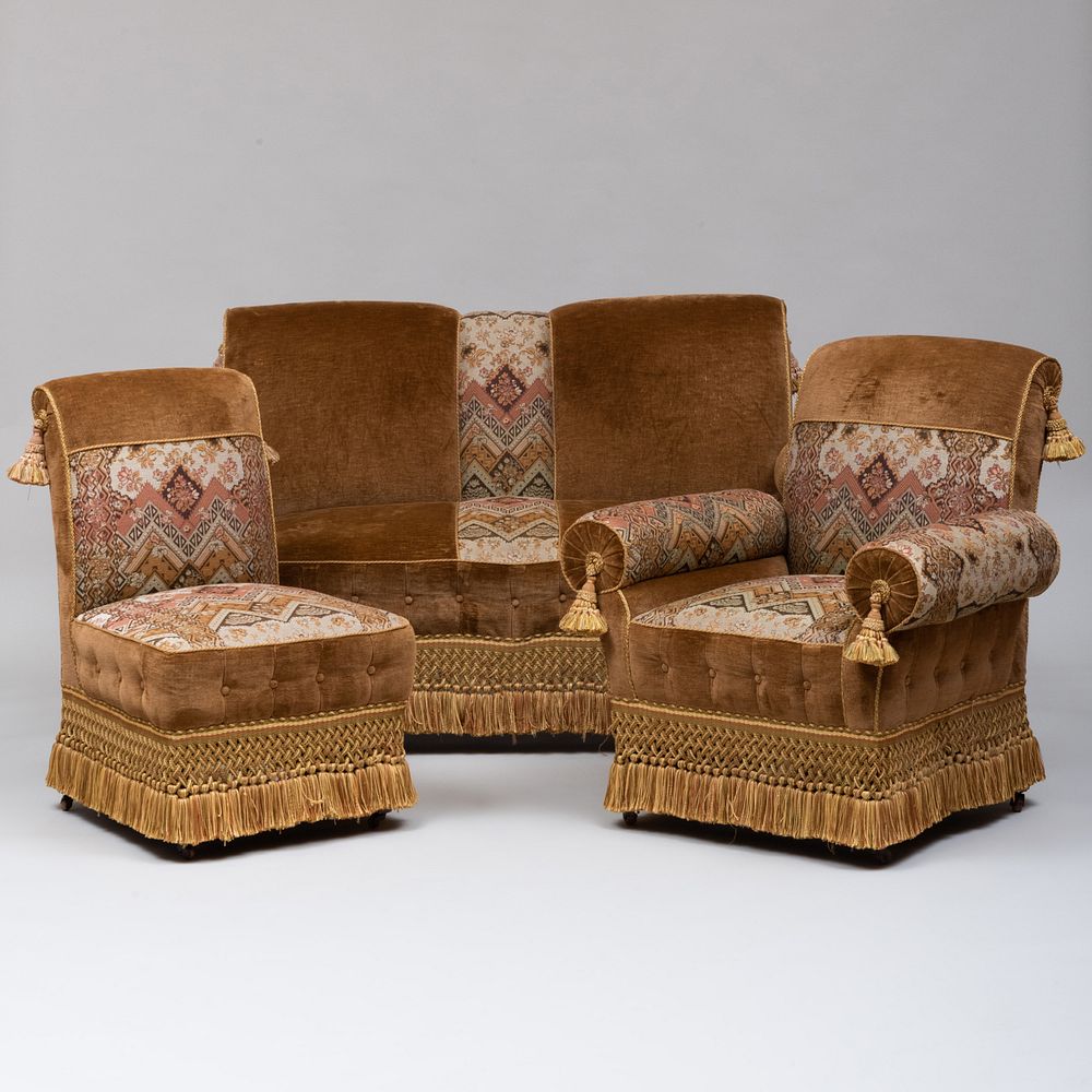 Appraisal: Victorian Three Piece Upholstered Parlor Suite Comprising A sofa x