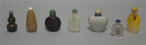 Appraisal: SEVEN GLASS SNUFF BOTTLES Including one in imitation of jadeite