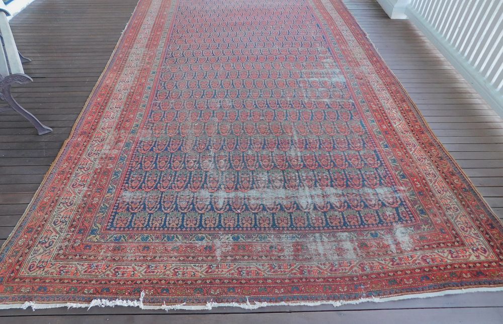 Appraisal: ANTIQUE PERSIAN MIR FT HALL RUNNER Large antique Persian Mir